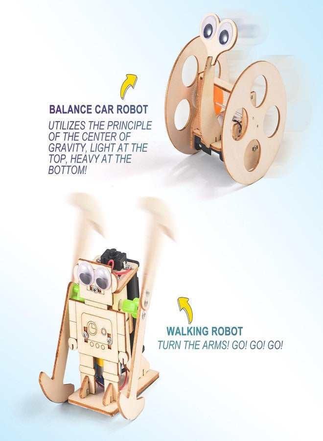Yutin 5-in-1 STEM Robot Kit for Kids Ages 8-10, Wood Building Art Crafts Kits for Boys 8-12, 3D Wooden Puzzles Robotics Models, Science Woodworking Projects Toys Birthday Gifts for 8 10 12 Year Old Girls - Image 3